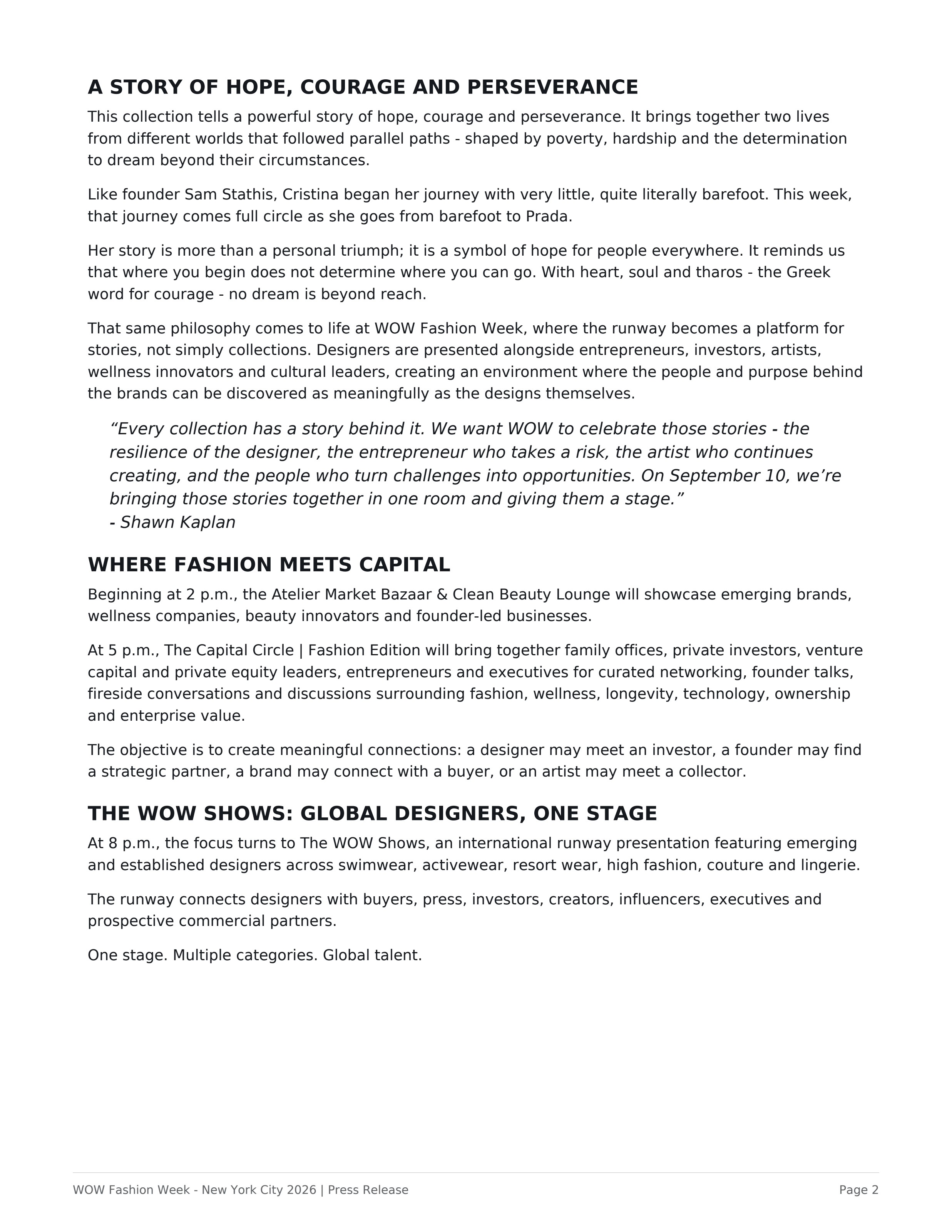 WOW Fashion Week - New York City 2026 Unites Fashion, Capital, Resilience, Art and Entertainment in Manhattan — page 2